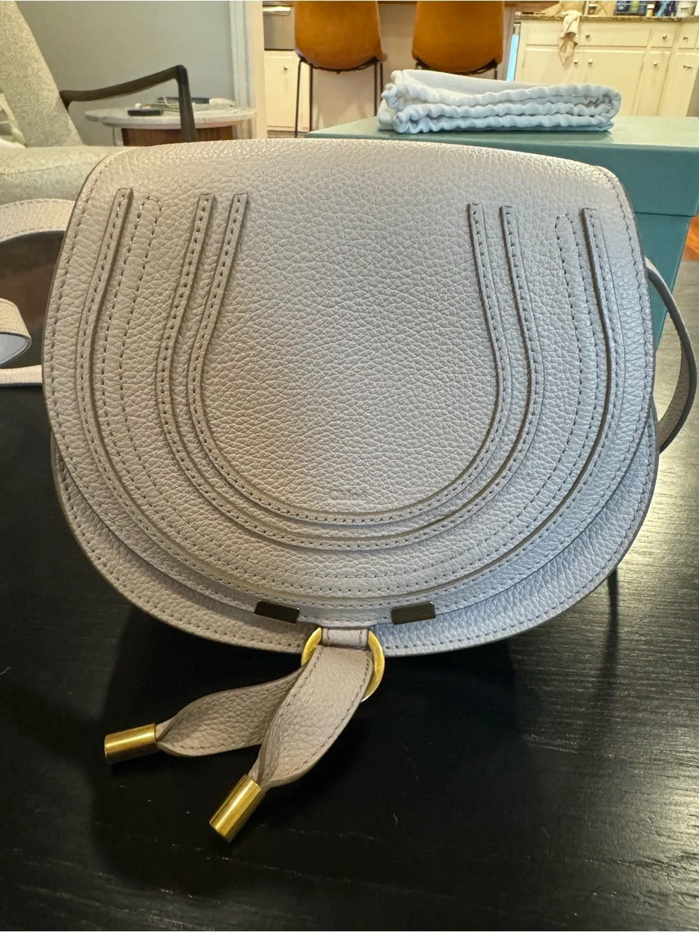 Chloe Cream Pebbled Leather Crossbody Saddle Bag - Size Small
